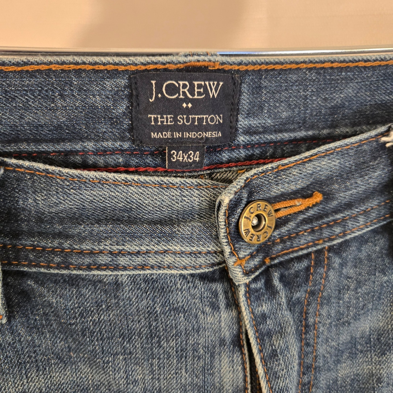 J. Crew The Sutton Mens 34(32)X34(36) Straight Leg Blue Wash Denim Jeans Read